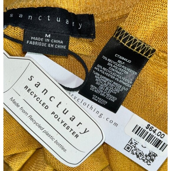 NWT Sanctuary Sweater Mustard Pullover Poly Knit Knotted Lightweight Womens M - Picture 3 of 6